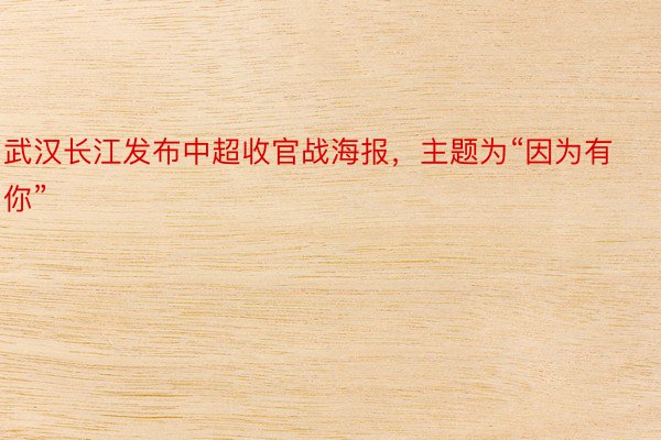 武汉长江发布中超收官战海报，主题为“因为有你”